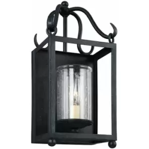 Image of Loops - Wall Light Iron Frame Clear Seeded Glass Shade Antique Forged Iron LED E14 60W