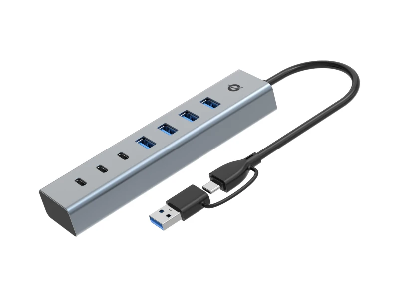 Image of Conceptronic HUBBIES20G 7-Port USB 3.0 Hub. 5Gbps. USB-C x 3. USB-A x