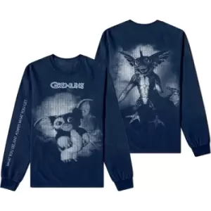 Image of Warner Bros - Gremlins Graphic Unisex XX-Large Long Sleeved T-Shirt - Blue