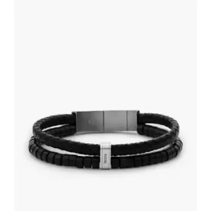 Image of Fossil Mens Vintage Casual Multistrands Onyx Multi Strand Bracelet - Black