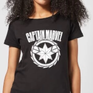 Image of Captain Marvel Logo Womens T-Shirt - Black - S