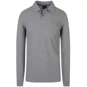 Image of Paul Smith Long Sleeve Regular Fit Polo Shirt In Grey - Size L