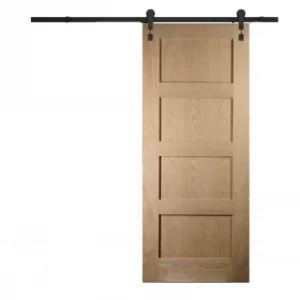 Image of Shaker Oak Sliding Barn Door with Industrial Track 2073 x 862mm