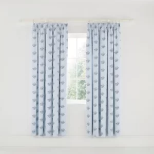 Image of Fable Fleur Lined Curtains 66" x 72", Ink Blue