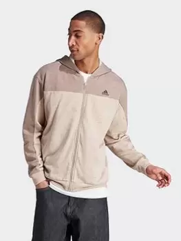 Image of adidas Melange Zip Hoodie - Beige, Beige, Size XL, Men