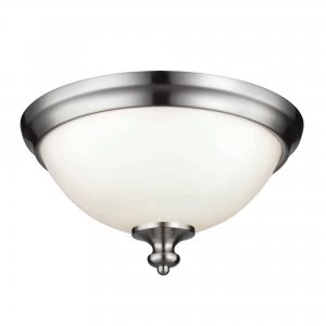 Image of 2 Light Flush Mount Ceiling Light Brushed Steel, E27