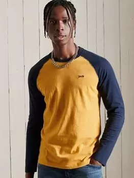 Image of Superdry Vintage Baseball L/s Top - Navy, Size L, Men