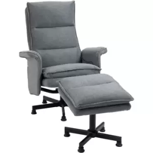 Image of HOMCOM Swivel Recliner Chair w/Footstool Massage Points Remote Control Grey - Grey