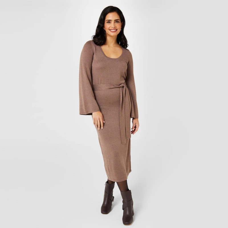 Image of Biba Biba Rib Knit Dress - Neutral Neutral 8
