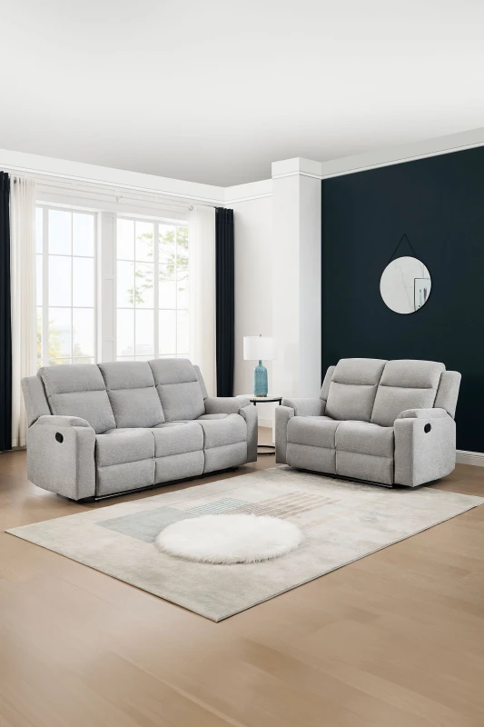 Image of More4Homes Orka 2+3 Seater Fabric Manual Recliner Sofa Set Grey