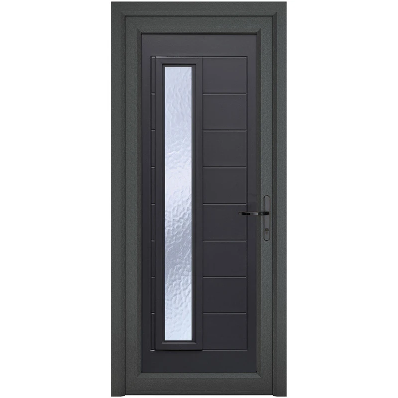 Image of Crystal Upvc Front Door 1 Long Glass Monaco Grey/White Left Hand 920 X 2090Mm Obscure Glass, Grey RD1LHMON92209