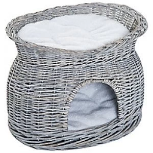 Image of PawHut Wicker Bed Grey 370 mm x 560 mm x 400 mm