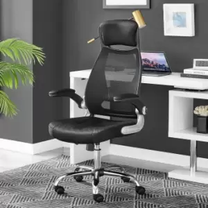 Image of Parker Black Faux Leather High Mesh Back Adjustable Height And Arm Wheeled Computer Desk Office Gaming Swivel Chair