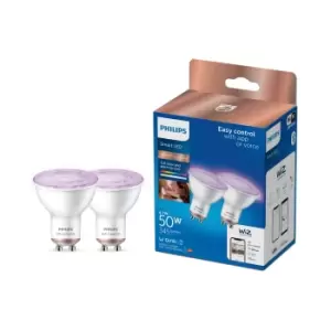Image of Philips Wiz Gu10 50W LED Cool White, RGB & Warm White Par16 Smart Light Bulb, Pack Of 2