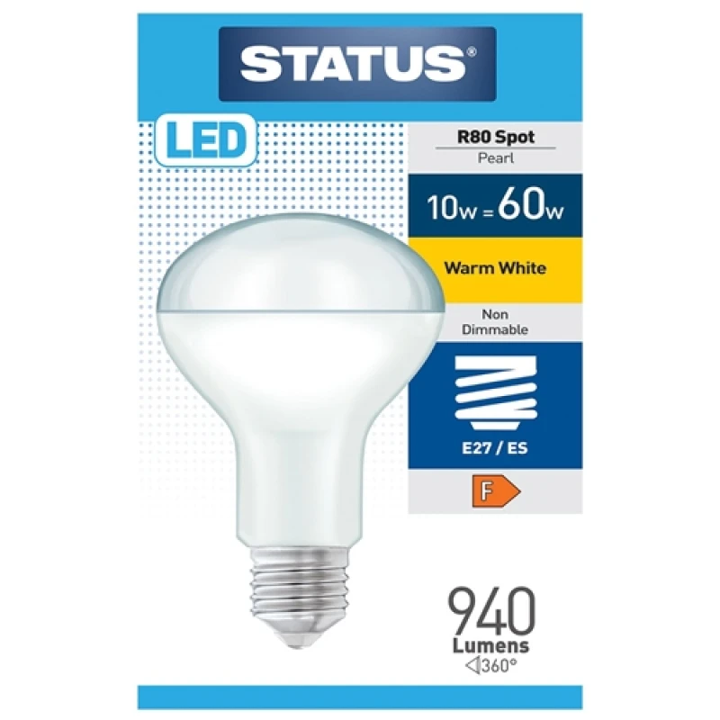 Image of Status 10w = 60w = 940 lumens - Status - LED - R80 - Reflector Spot - E27 - Warm White 10SLR80WE27P1