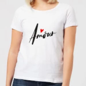 Image of Amour Script Womens T-Shirt - White - 5XL