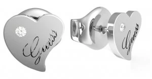 Image of Guess Queen Of Hearts Stainless Steel Heart Stud Earrings Jewellery