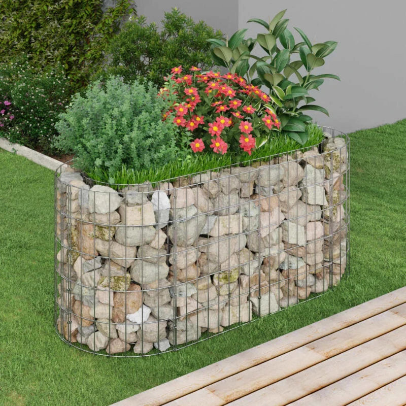 Image of vidaXL Gabion Raised Bed Galvanised Iron 120x50x50 cm, Silver 152024