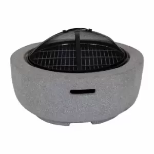 Image of Charles Bentley Round Magnesia Fire Pit with Mesh Cover 60cm, Stone