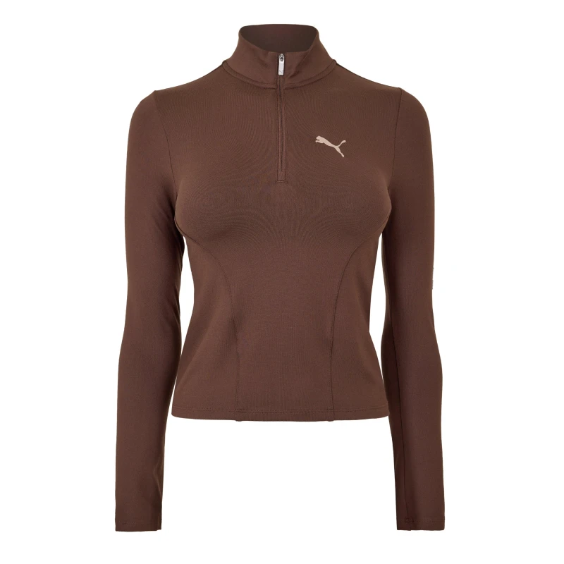 Image of Puma Train Reg Length Half Zip Fleece Womens Espresso Bro female 8 (XS)