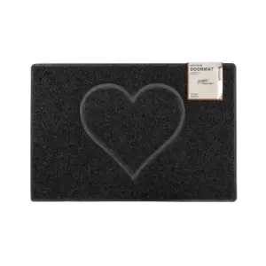Image of Oseasons Heart Medium Embossed Doormat In Black With Open Back