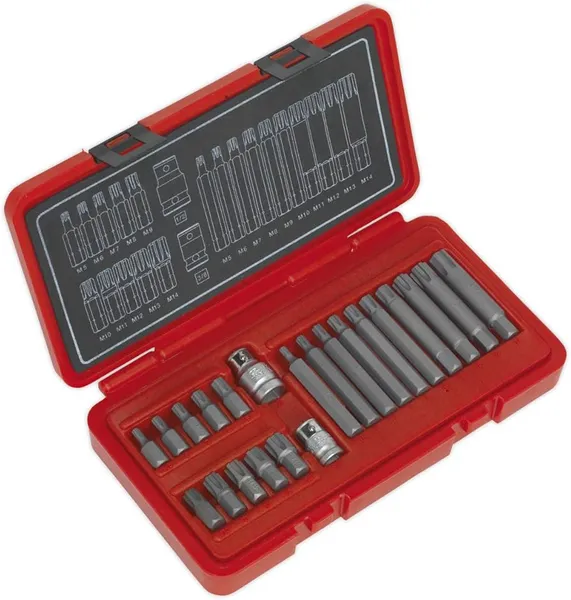Image of Genuine SEALEY AK2190 Ribe Bit Set 22pc 3/8 & 1/2Sq Drive