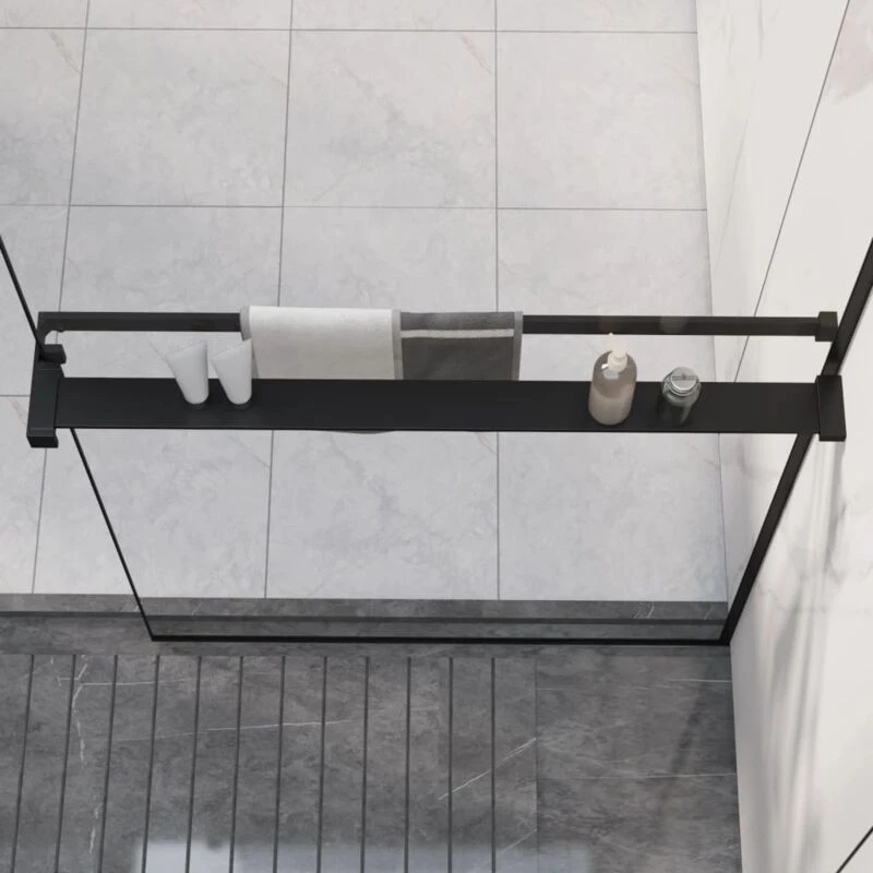 Image of vidaXL Shower Shelf For Walk-in Shower Wall Black 80cm Aluminium, Black 153615
