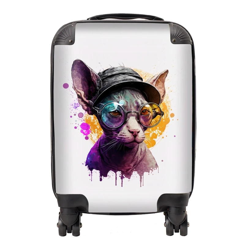 Image of Warren Reed - Designer Cornish Rex Splashart Suitcase Size: Medium Multicolor Unisex Medium