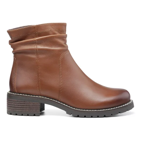 Image of Hotter Brooke Faux Fur Lined Heeled Ankle Boots - Tan, Brown, Size 3, Women