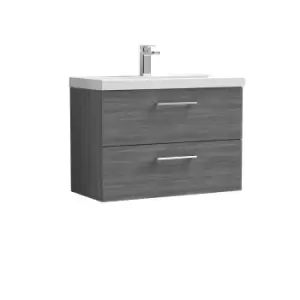 Image of Nuie Arno 800mm Wall Hung 2 Drawer Vanity & Basin 3 Anthracite