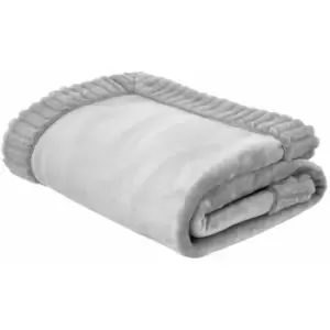 Image of Catherine Lansfield Velvet And Faux Fur Fringed Throw, Silver, 150 x 200 Cm