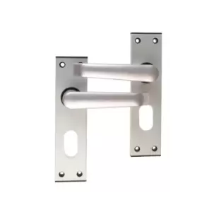 Image of Ambassador Oval Standard Plate Door Furniture Anodised Silver Visi Pack