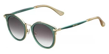 Image of Jimmy Choo Raffy Sunglasses Green / Glitter / Gold QAR 47mm