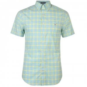 Image of Gant Short Sleeved Gingham Shirt Mens - Green 355