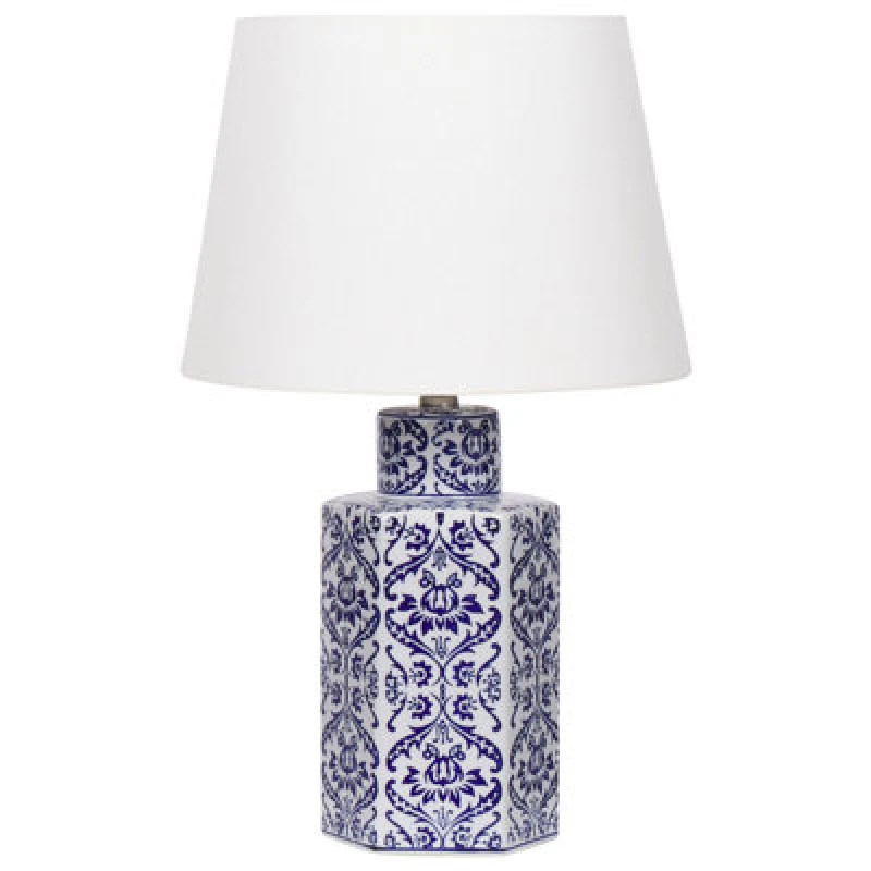 Image of Beliani Table Lamp Marcelin Porcelain White/ Blue