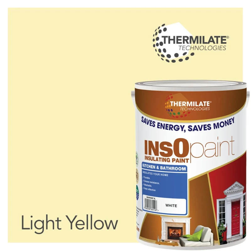Image of Thermilate Technologies Insopaint Kitchen & Bathroom Paint - Best Anti-Mould Protection, Insulating Walls & Ceilings - Light Yellow