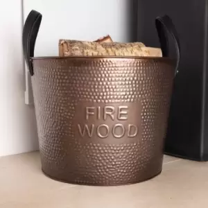 Image of Snug - Fireside Spruce Brass Embossed Firewood Bucket Brass