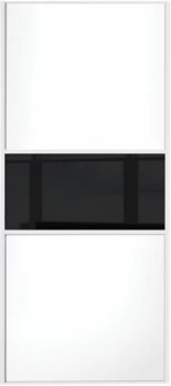 Image of Wickes Sliding Wardrobe Door Fineline White Panel and Black Glass - 2220 x 914mm