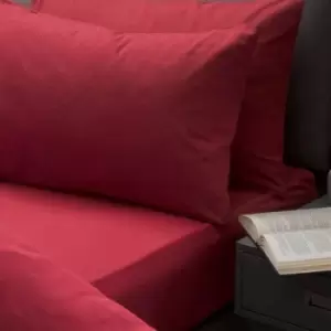 Image of Belledorm Brushed Cotton Extra Deep Fitted Sheet (Double) (Red) - Red