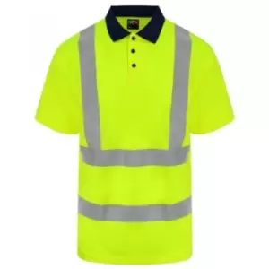 Image of PRO RTX Mens High Visibility Polo Shirt (L) (Yellow/Navy) - Yellow/Navy