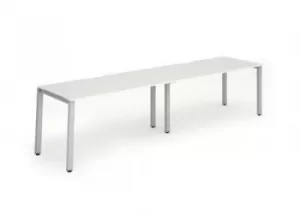 Image of Single Silver Frame Bench Desk 1200 White (2 Pod)