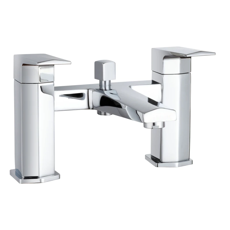 Image of Balterley Deck Mount Square Bath Shower Mixer Tap with Kit Chrome Silver unisex