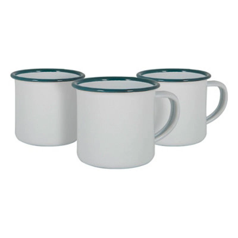 Image of Argon Tableware White Enamel Espresso Cups - 130ml - Green - Pack Of 6