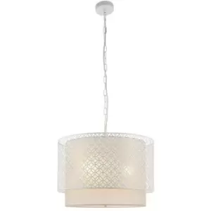 Image of Hanging Ceiling Pendant Light White & Pale Grey Shade 500mm Boutique Round Lamp