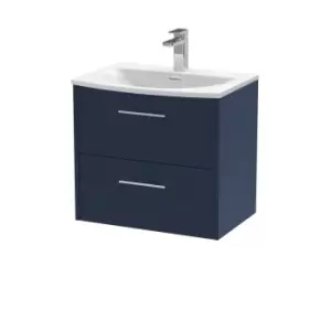 Image of Hudson Reed Juno 600mm Wall Hung 2 Drawer Vanity & Curved Basin - Electric Blue