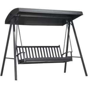 Image of 3-Seat Garden Swing Chair, Outdoor Canopy Swing Glider with Removable Cushion - Dark Grey