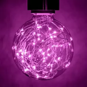 Image of Prolite LED G95 Globe 1.7W E27 Star Effect Funky Filaments Magenta Clear Polycarbonate