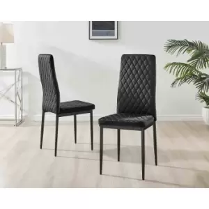 Image of Furniture Box 6X Milan Kitchen Dining Chair Black Velvet Black Legs