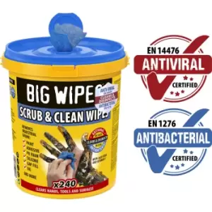 Image of Big Wipes Antiviral Scrub & Clean Wipes 240 Wipes Bucket
