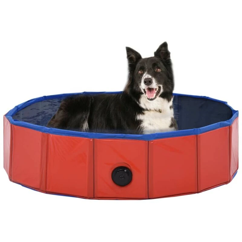 Image of vidaXL Red Foldable PVC Dog Swimming Pool